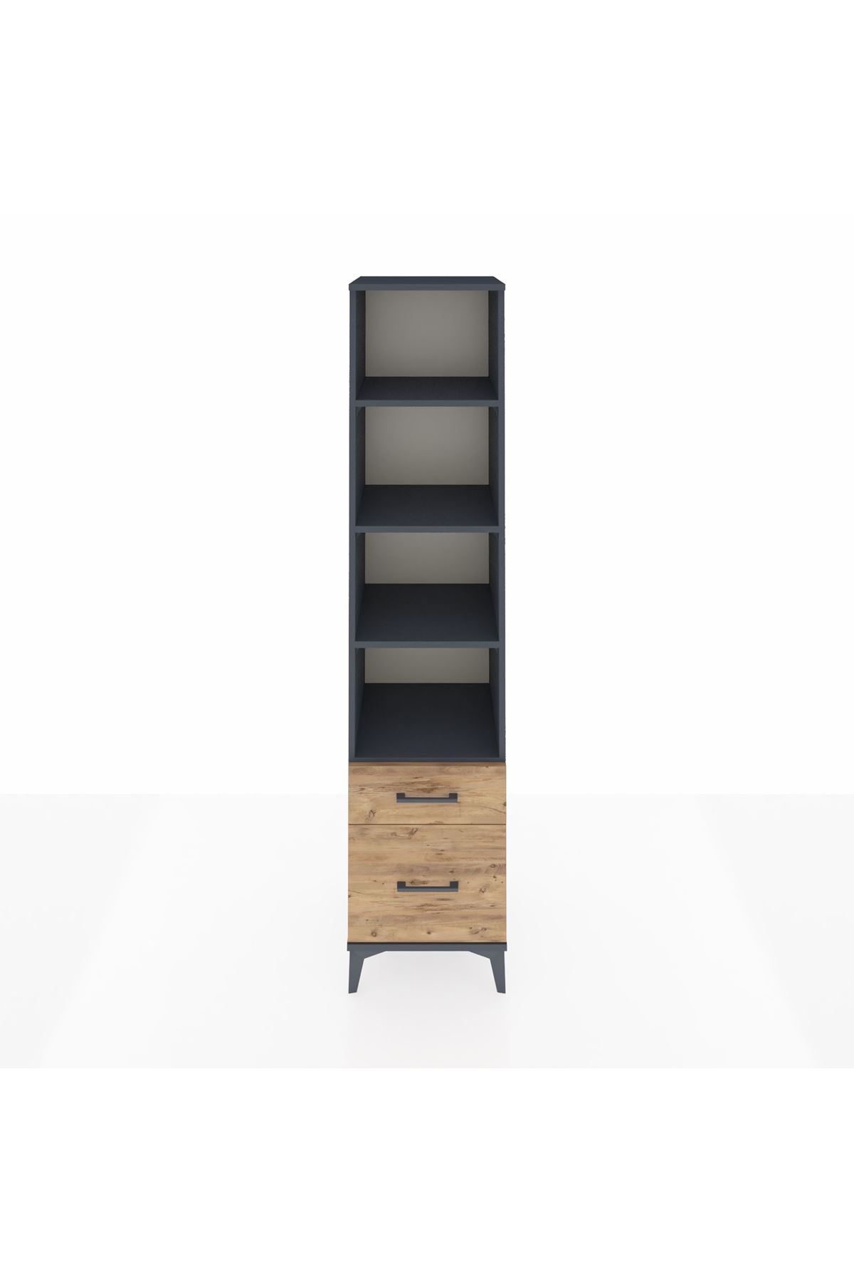 Hyperion Dolap 4 Raflı 2 Çekmeceli 44x44x195 Antrasit-Çam