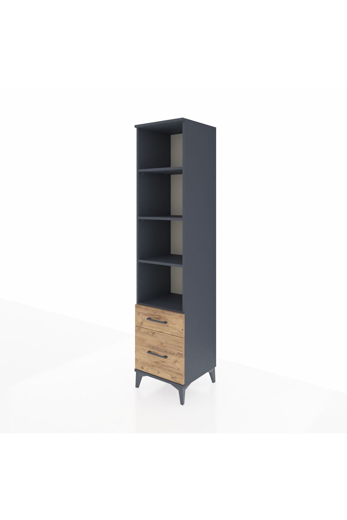 Hyperion Dolap 4 Raflı 2 Çekmeceli 44x44x195 Antrasit-Çam