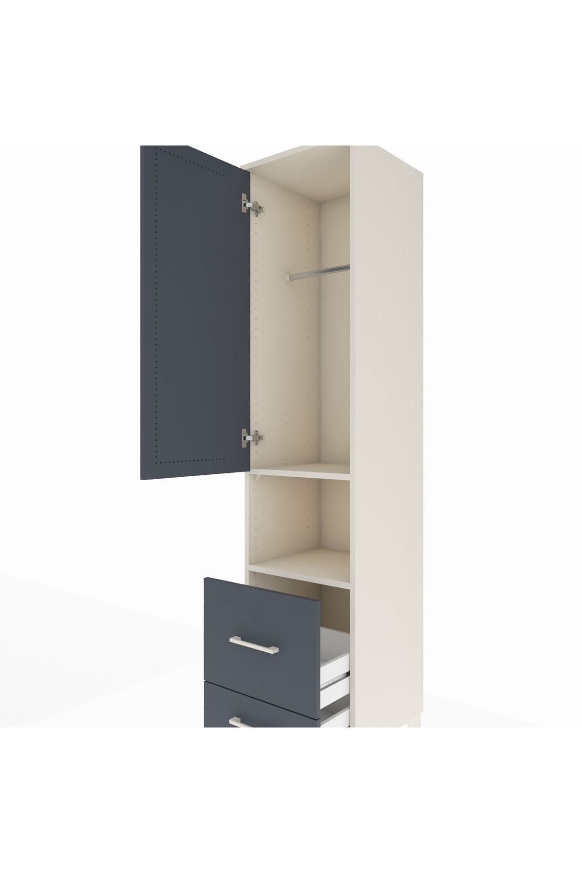 Hyperion Dolap 2 Raflı 2 Çekmeceli Tek Askılı 44x44x195 Aytaşı-Antrasit