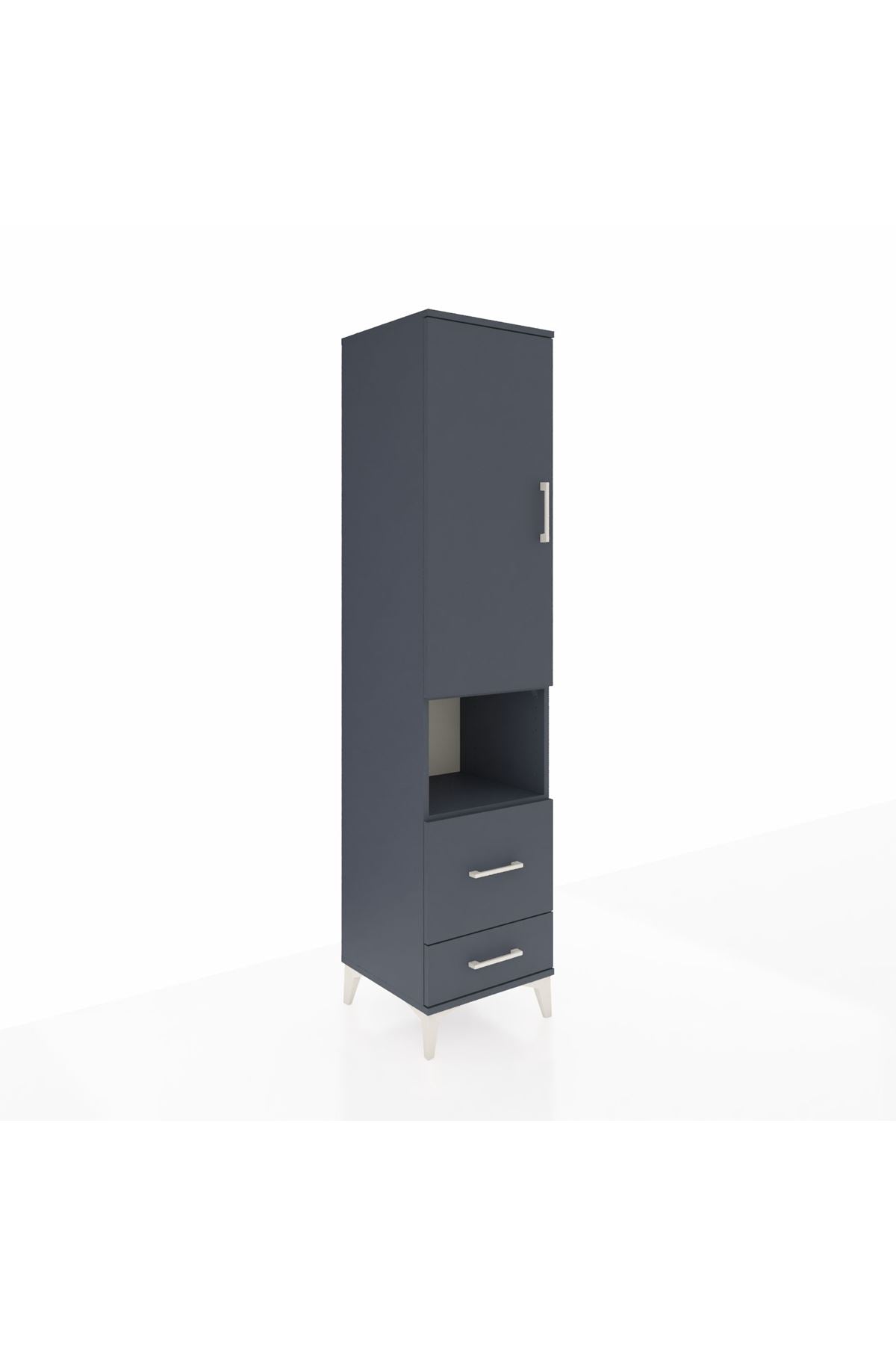 Hyperion Dolap 2 Raflı 2 Çekmeceli Tek Askılı 44x44x195 Antrasit-Antrasit