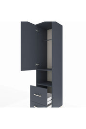 Hyperion Dolap 2 Raflı 2 Çekmeceli Tek Askılı 44x44x195 Antrasit-Antrasit