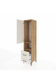 Hyperion Dolap 2 Raflı 2 Çekmeceli Tek Askılı 44x44x195 Çam-Aytaşı