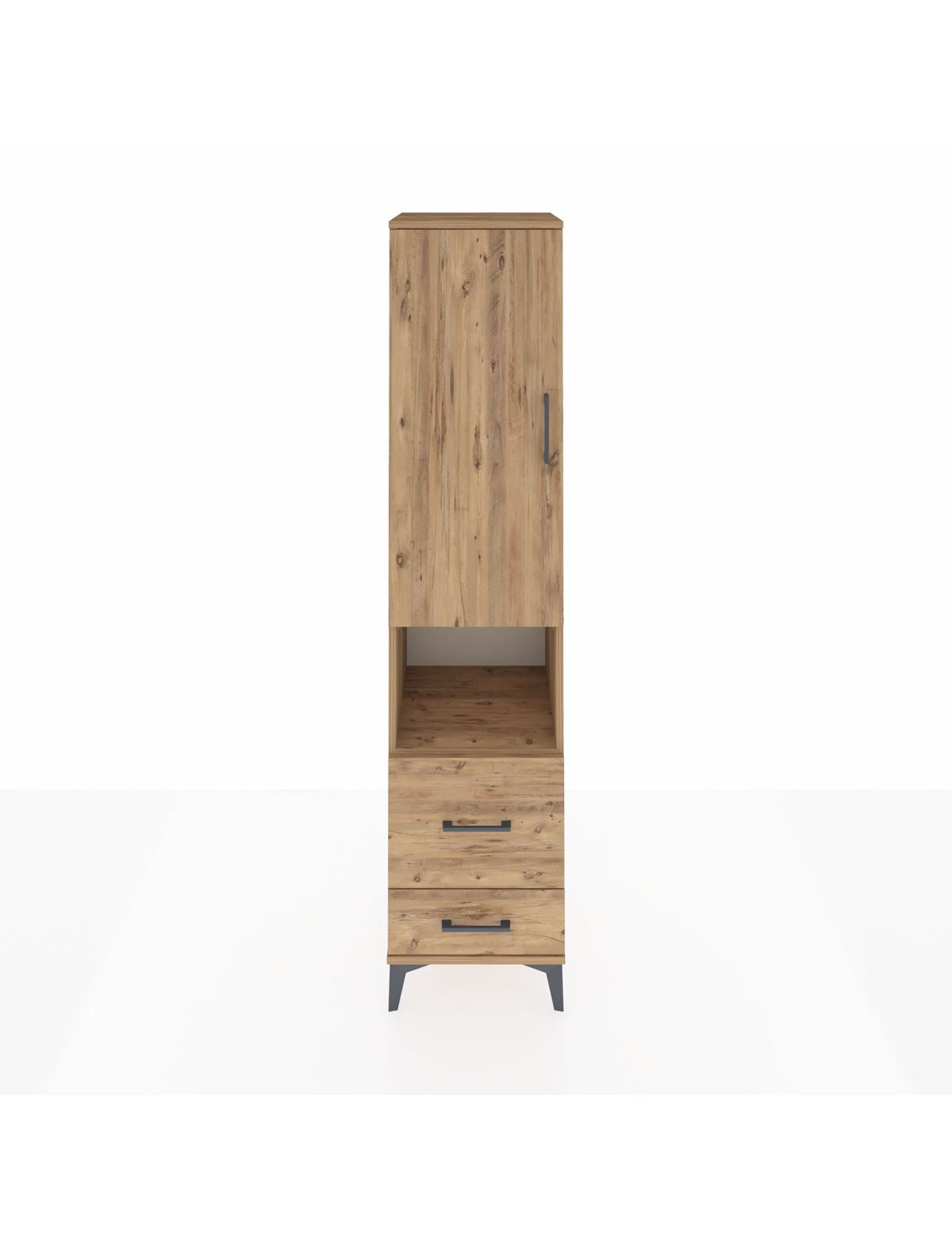 Hyperion Dolap 2 Raflı 2 Çekmeceli Tek Askılı 44x44x195 Çam-Çam