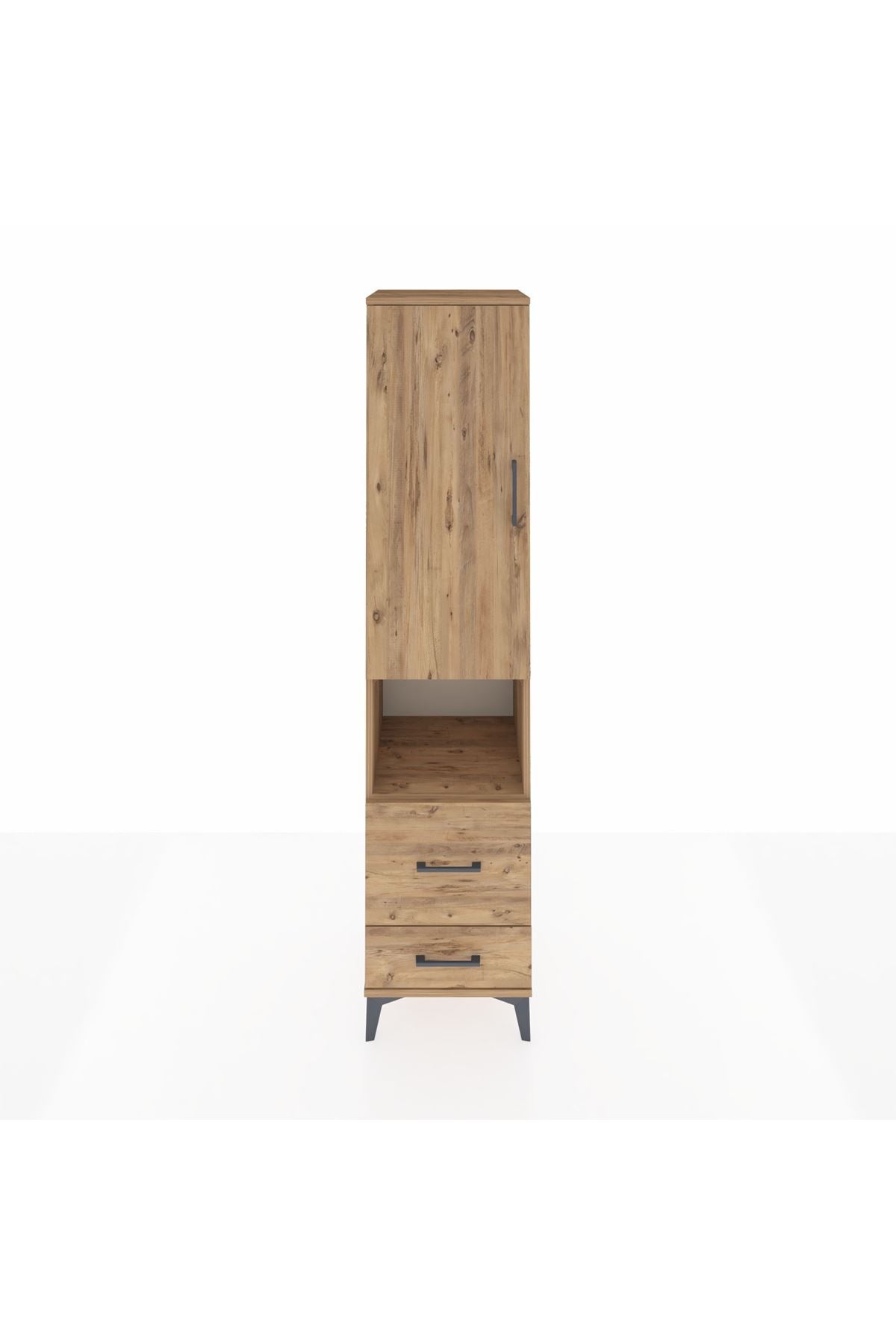 Hyperion Dolap 2 Raflı 2 Çekmeceli Tek Askılı 44x44x195 Çam-Çam