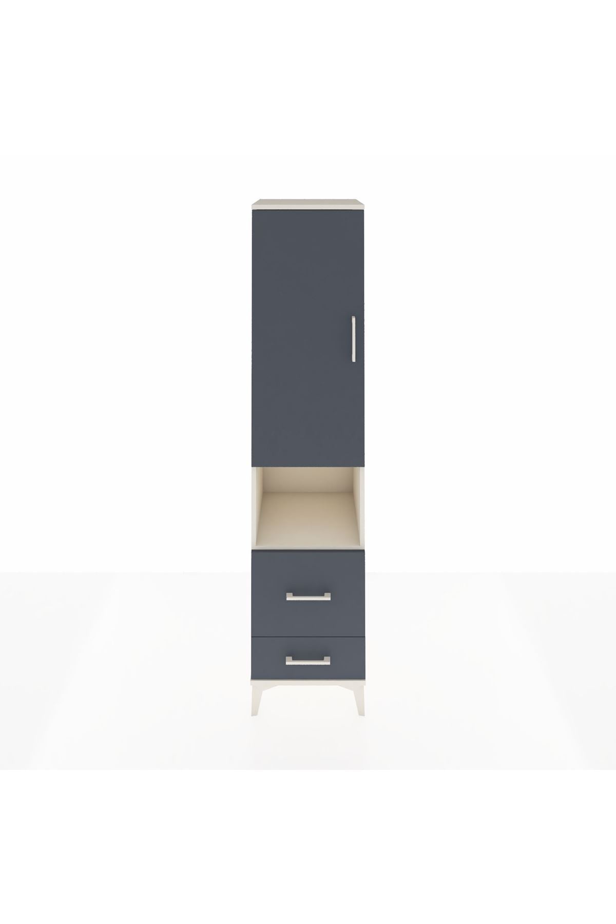 Hyperion Dolap 4 Raflı 2 Çekmeceli Tek Kapaklı 44x44x195 Aytaşı-Antrasit