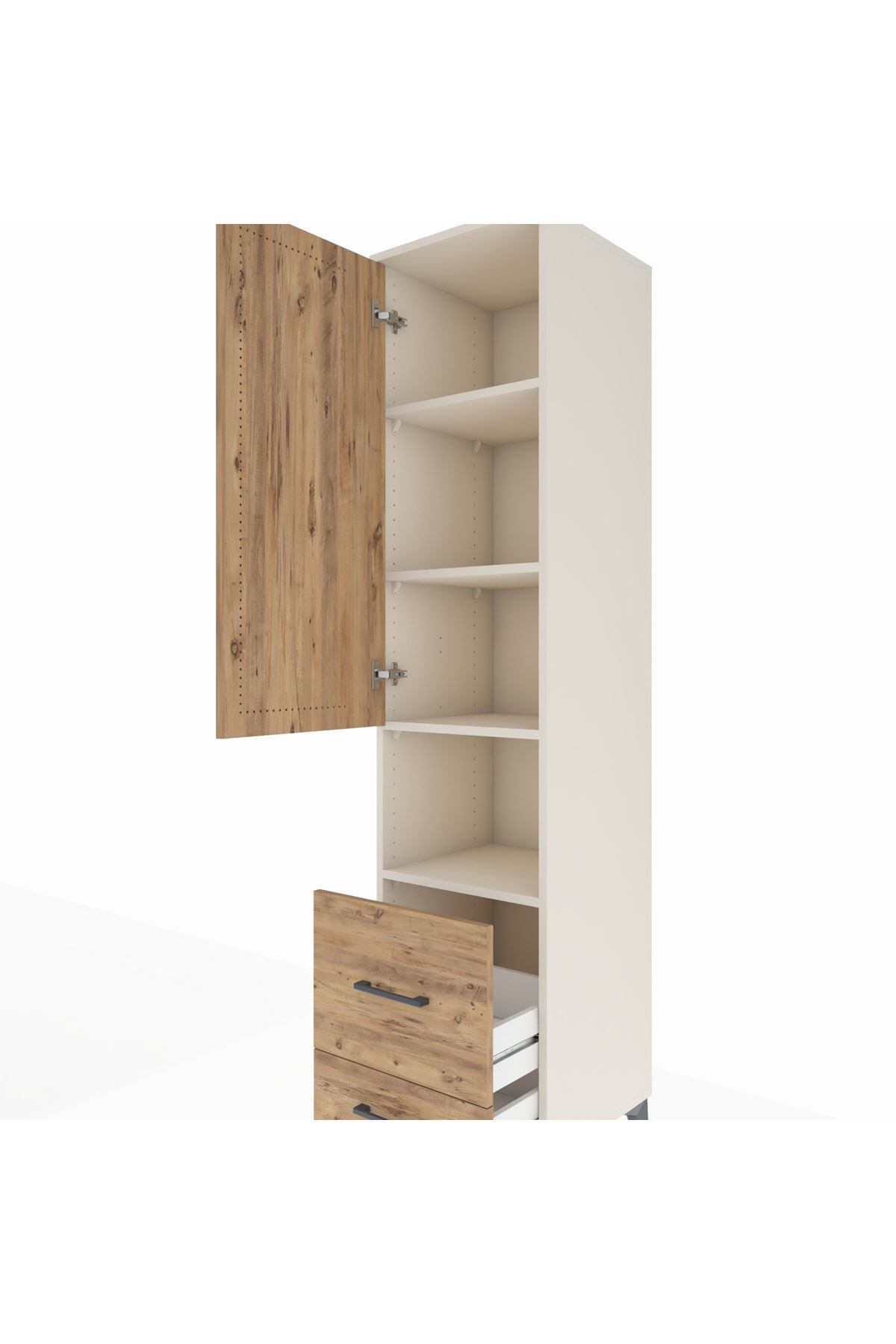 Hyperion Dolap 4 Raflı 2 Çekmeceli Tek Kapaklı 44x44x195 Aytaşı-Çam