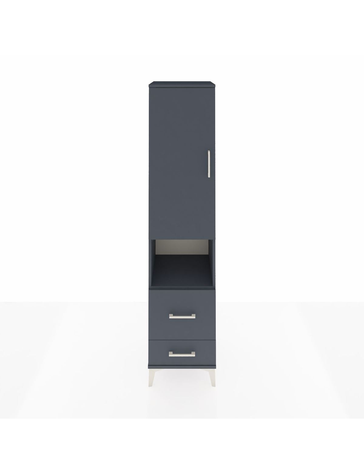 Hyperion Dolap 4 Raflı 2 Çekmeceli Tek Kapaklı 44x44x195 Antrasit-Antrasit