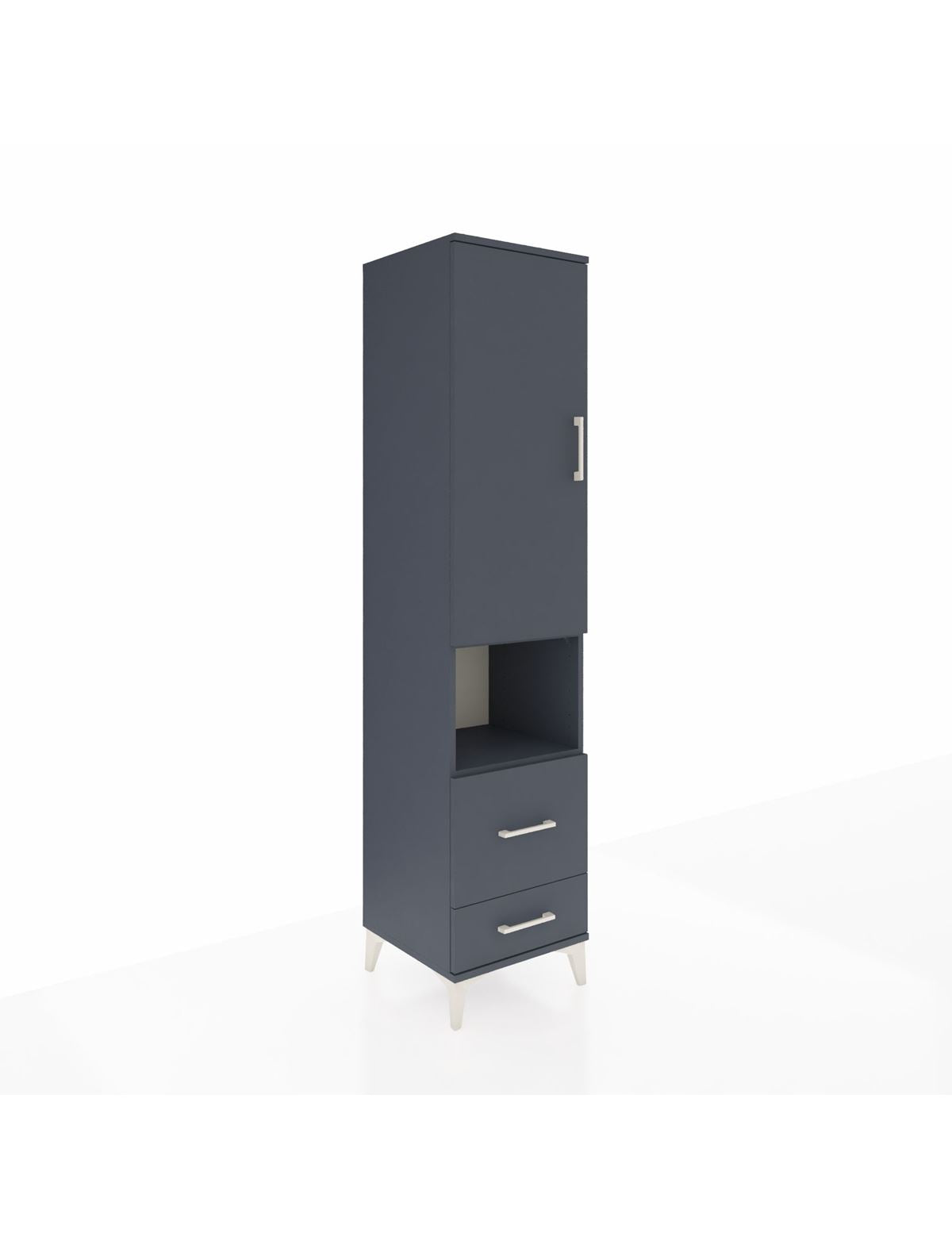 Hyperion Dolap 4 Raflı 2 Çekmeceli Tek Kapaklı 44x44x195 Antrasit-Antrasit