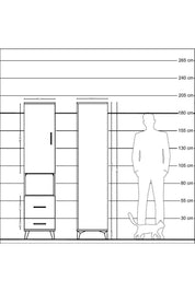 Hyperion Dolap 4 Raflı 2 Çekmeceli Tek Kapaklı 44x44x195 Çam-Aytaşı