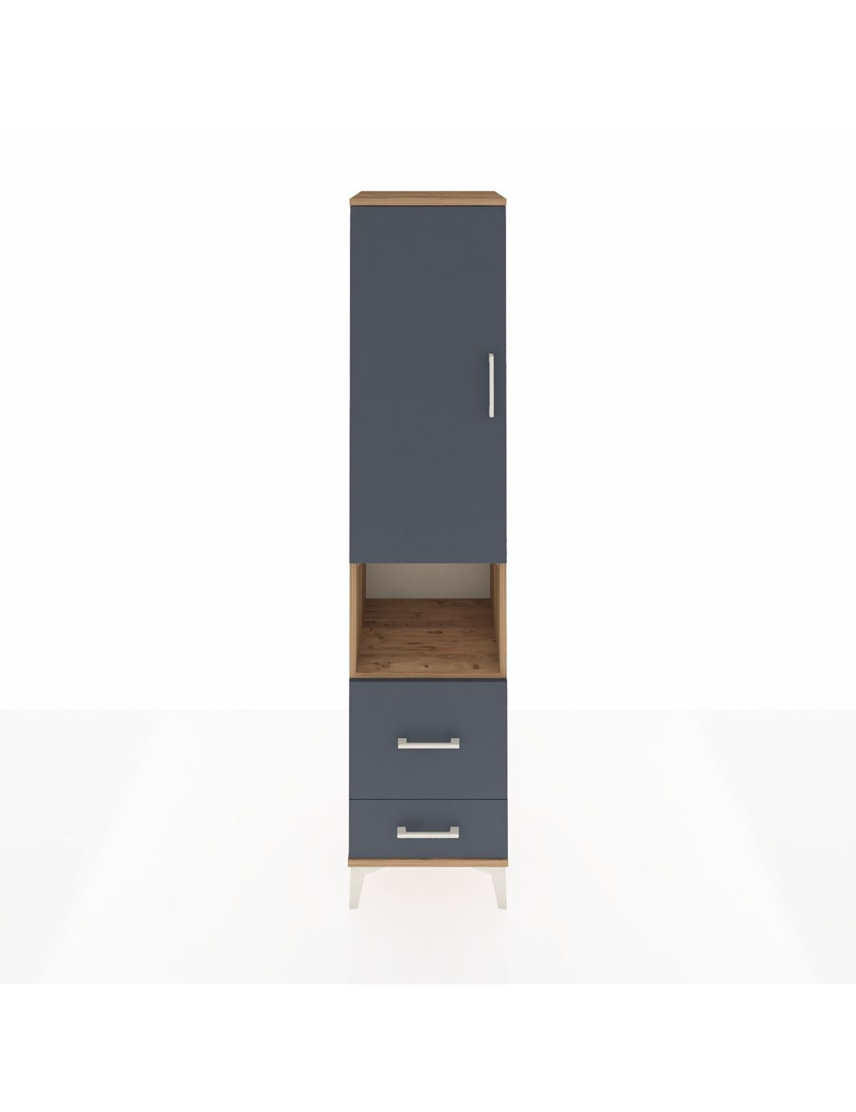 Hyperion Dolap 4 Raflı 2 Çekmeceli Tek Kapaklı 44x44x195 Çam-Antrasit