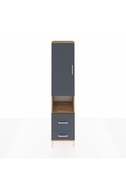 Hyperion Dolap 4 Raflı 2 Çekmeceli Tek Kapaklı 44x44x195 Çam-Antrasit