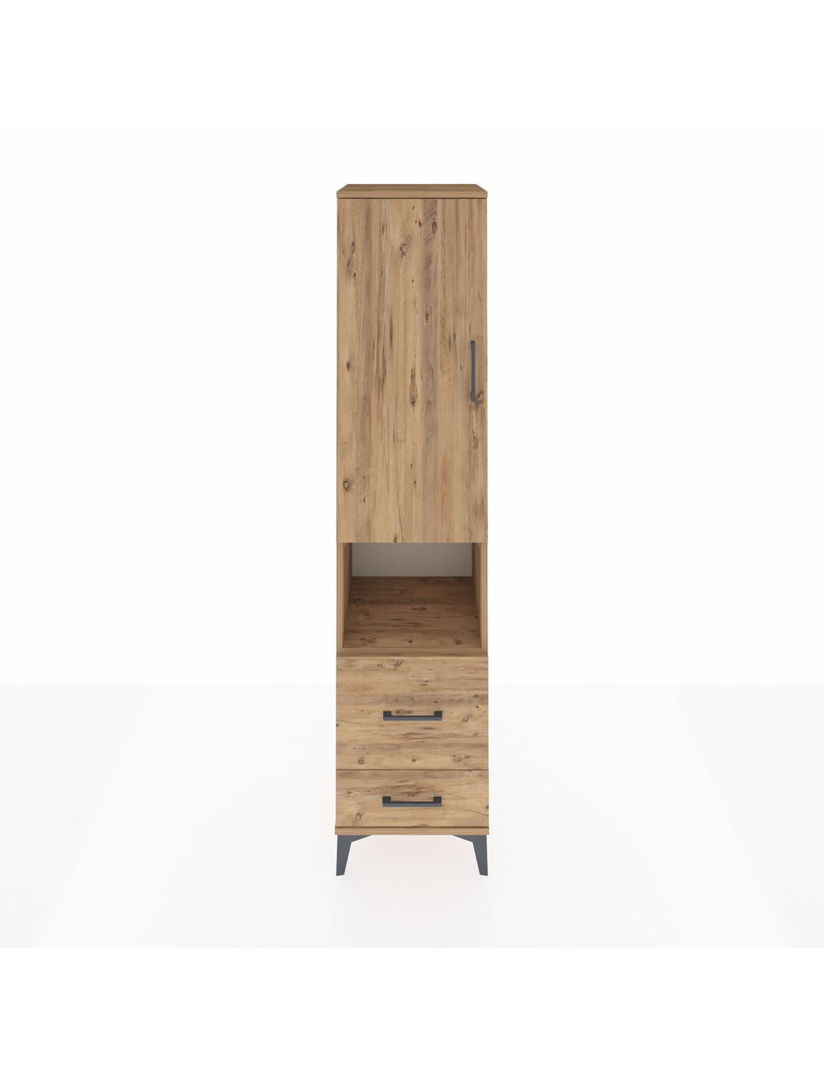 Hyperion Dolap 4 Raflı 2 Çekmeceli Tek Kapaklı 44x44x195 Çam-Çam