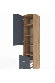 Hyperion Dolap 4 Raflı 2 Çekmeceli Tek Kapaklı 44x44x195 Çam-Antrasit