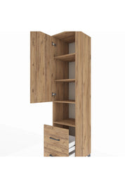 Hyperion Dolap 4 Raflı 2 Çekmeceli Tek Kapaklı 44x44x195 Çam-Çam