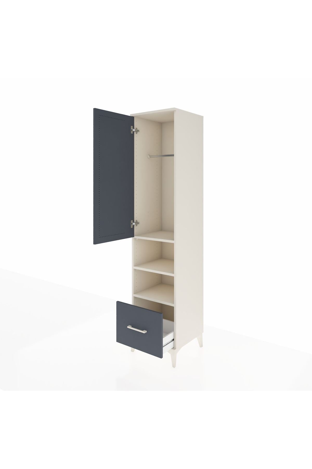 Hyperion Dolap 3 Raflı Tek Çekmeceli Tek Askılı 44x44x195 Aytaşı-Antrasit