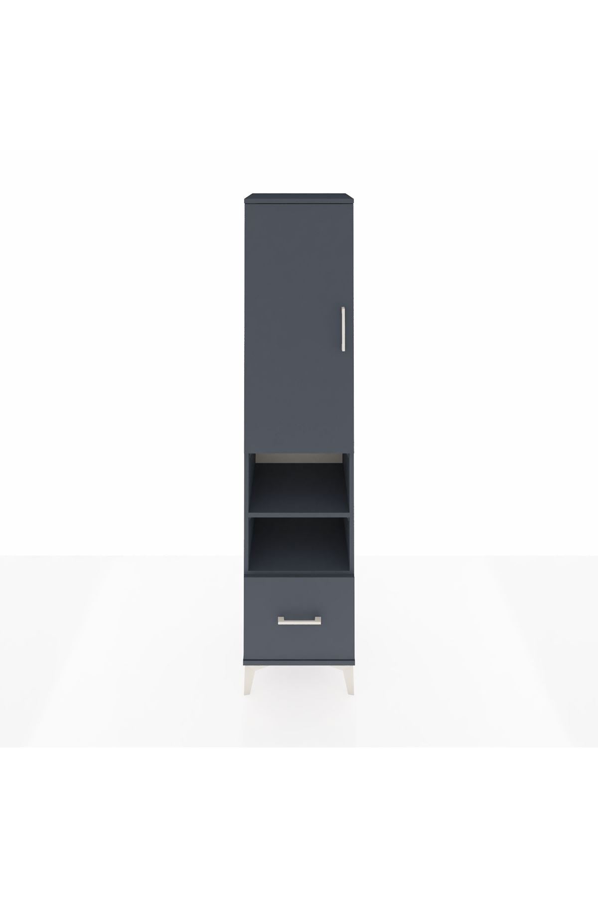 Hyperion Dolap 3 Raflı Tek Çekmeceli Tek Askılı 44x44x195 Antrasit-Antrasit