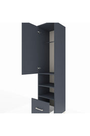 Hyperion Dolap 3 Raflı Tek Çekmeceli Tek Askılı 44x44x195 Antrasit-Antrasit