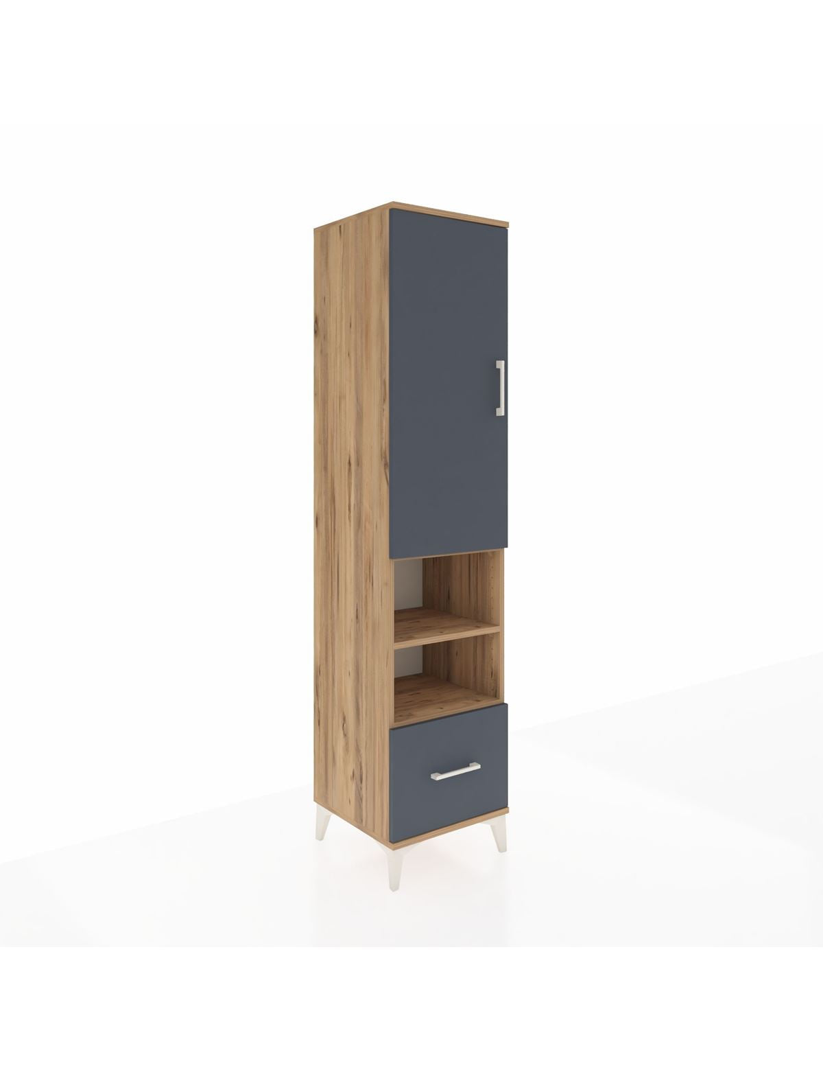 Hyperion Dolap 3 Raflı Tek Çekmeceli Tek Askılı 44x44x195 Çam-Antrasit