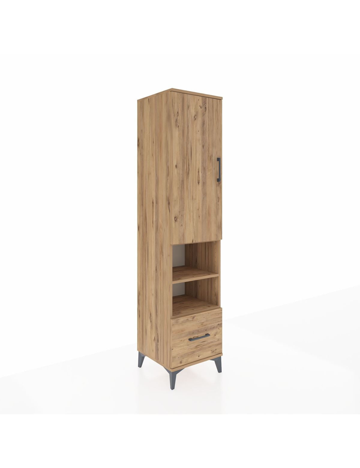 Hyperion Dolap 3 Raflı Tek Çekmeceli Tek Askılı 44x44x195 Çam-Çam