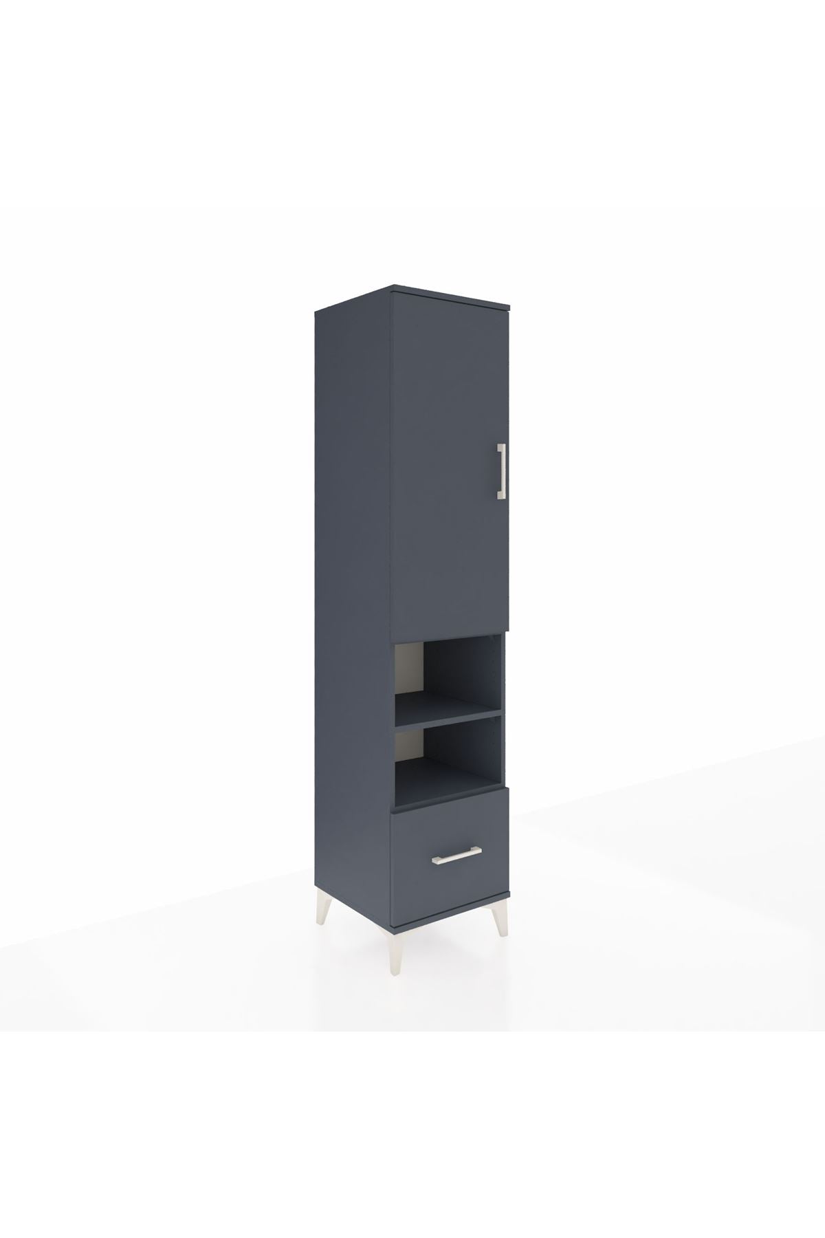 Hyperion Dolap 5 Raflı Tek Çekmeceli Tek Kapaklı 44x44x195 Antrasit-Antrasit