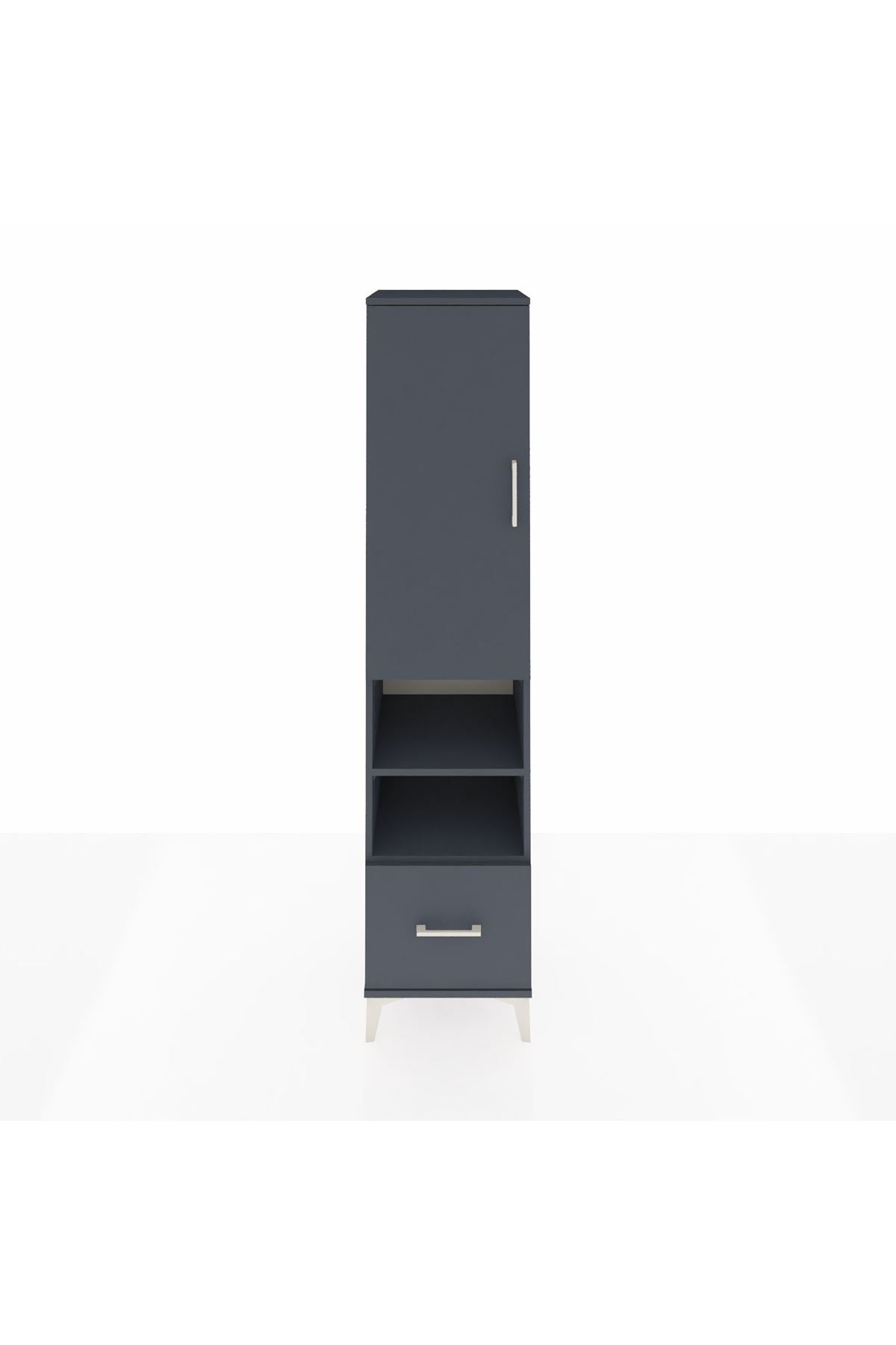 Hyperion Dolap 5 Raflı Tek Çekmeceli Tek Kapaklı 44x44x195 Antrasit-Antrasit