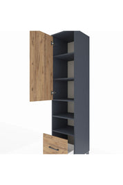 Hyperion Dolap 5 Raflı Tek Çekmeceli Tek Kapaklı 44x44x195 Antrasit-Çam