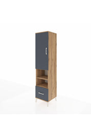 Hyperion Dolap 5 Raflı Tek Çekmeceli Tek Kapaklı 44x44x195 Çam-Antrasit