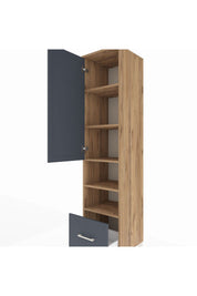 Hyperion Dolap 5 Raflı Tek Çekmeceli Tek Kapaklı 44x44x195 Çam-Antrasit