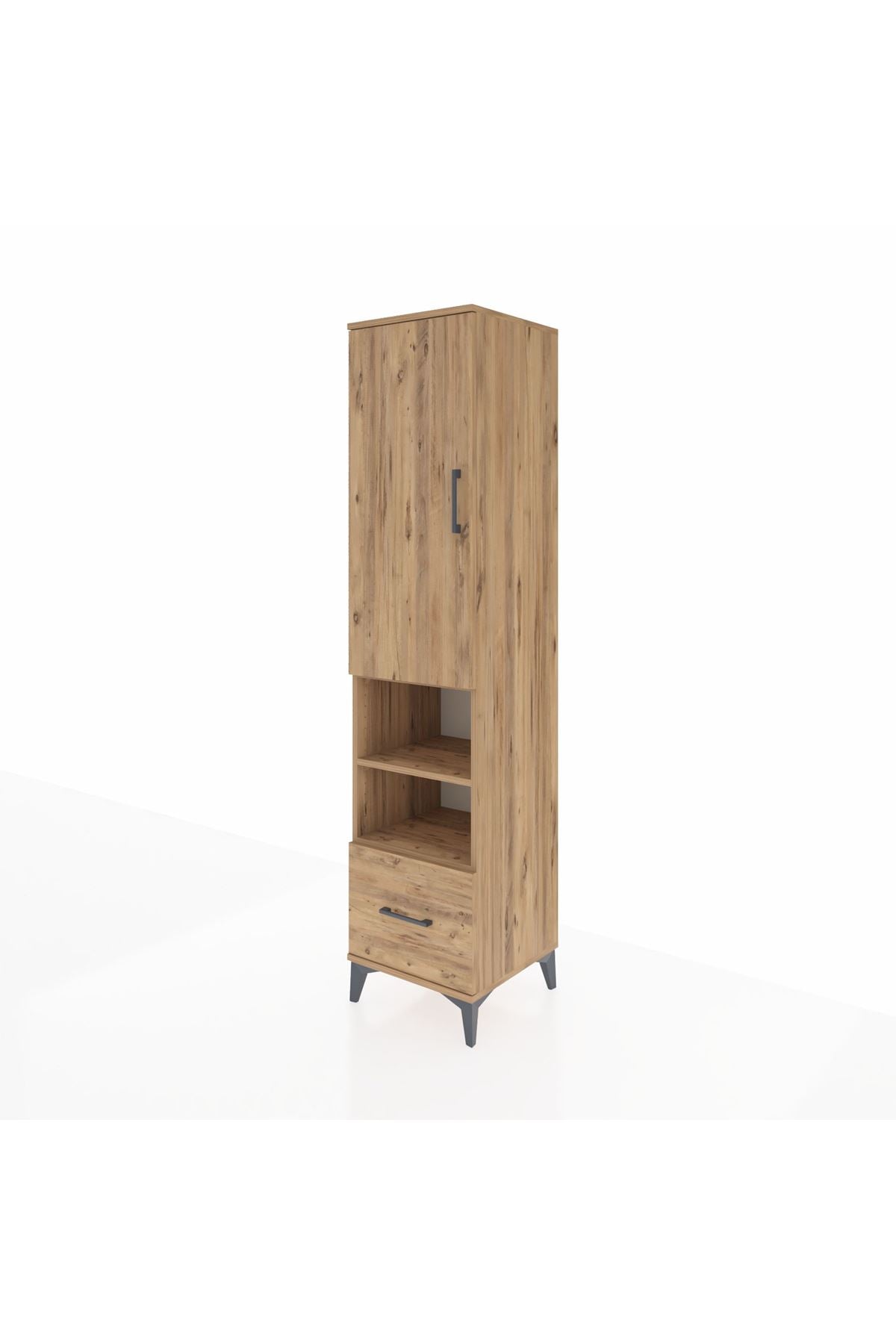 Hyperion Dolap 5 Raflı Tek Çekmeceli Tek Kapaklı 44x44x195 Çam-Çam