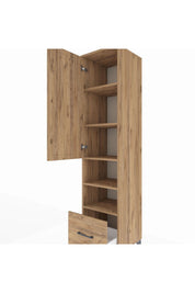 Hyperion Dolap 5 Raflı Tek Çekmeceli Tek Kapaklı 44x44x195 Çam-Çam