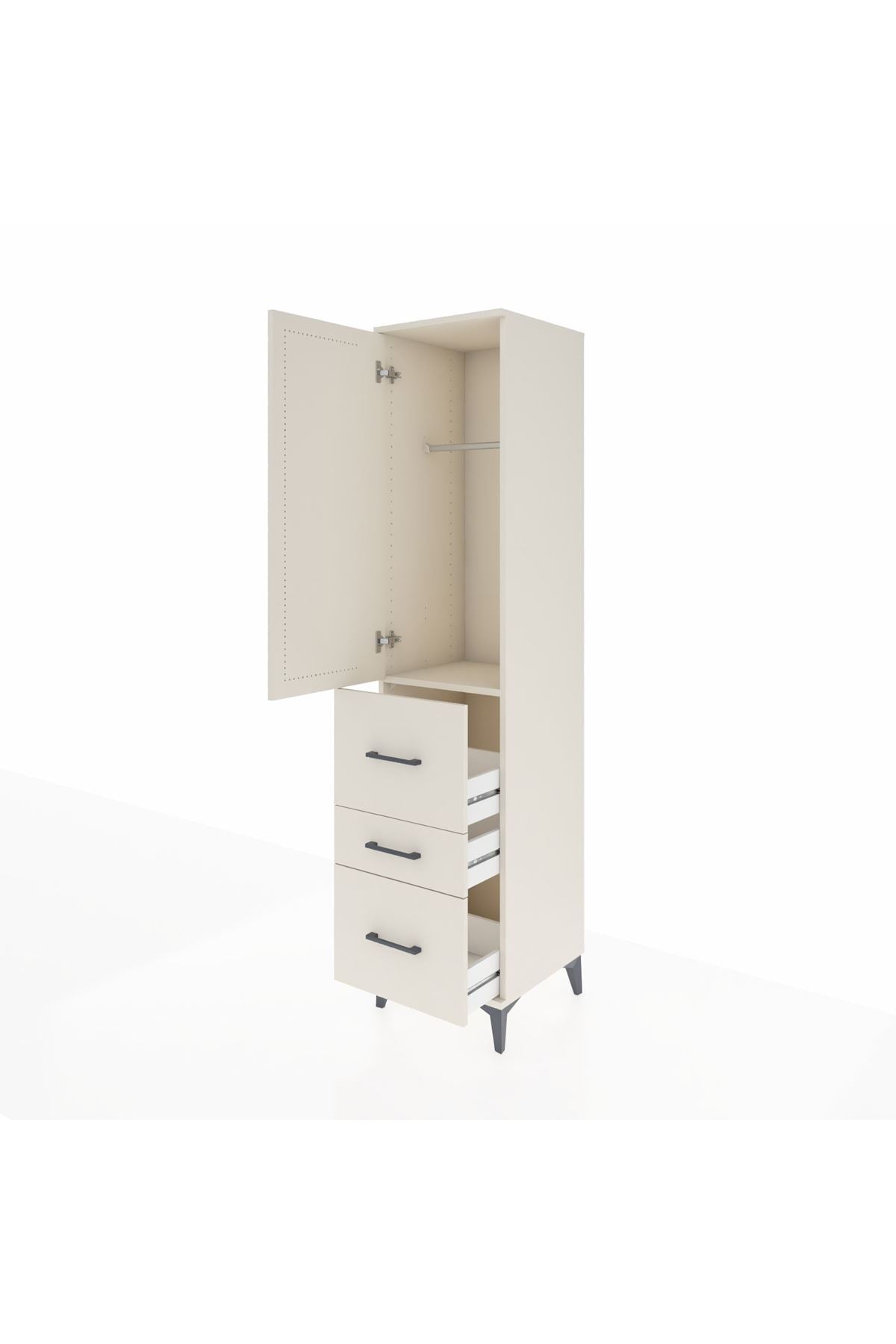 Hyperion Dolap Tek Raflı 3 Çekmeceli Tek Askılı 44x44x195 Aytaşı-Aytaşı