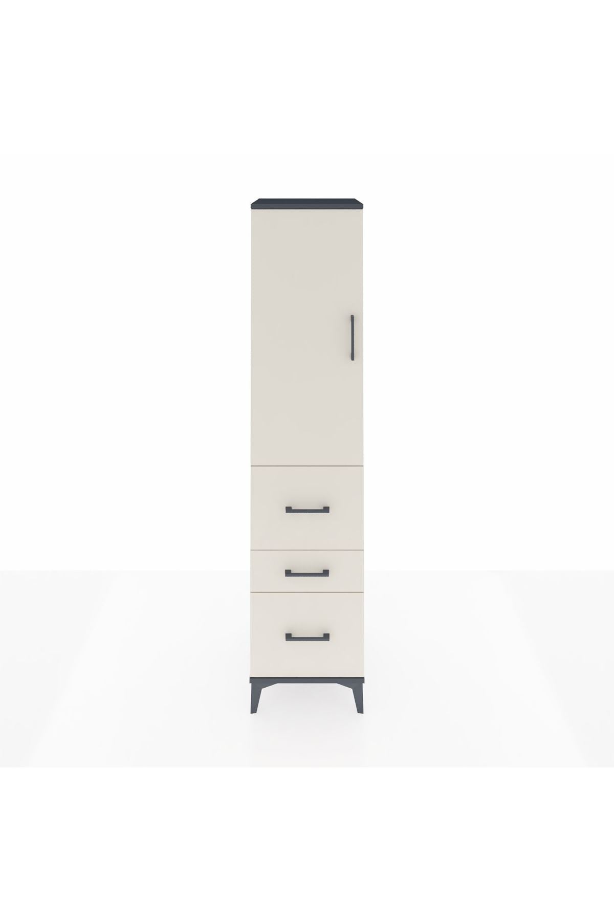 Hyperion Dolap Tek Raflı 3 Çekmeceli Tek Askılı 44x44x195 Antrasit-Aytaşı