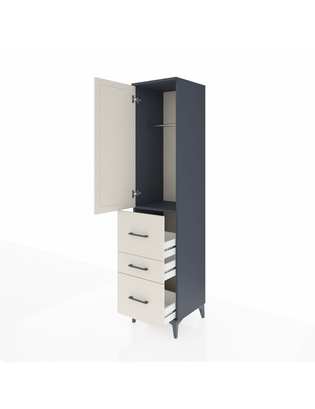 Hyperion Dolap Tek Raflı 3 Çekmeceli Tek Askılı 44x44x195 - S58M047V4B