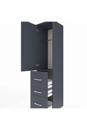 Hyperion Dolap Tek Raflı 3 Çekmeceli Tek Askılı 44x44x195 Antrasit-Antrasit