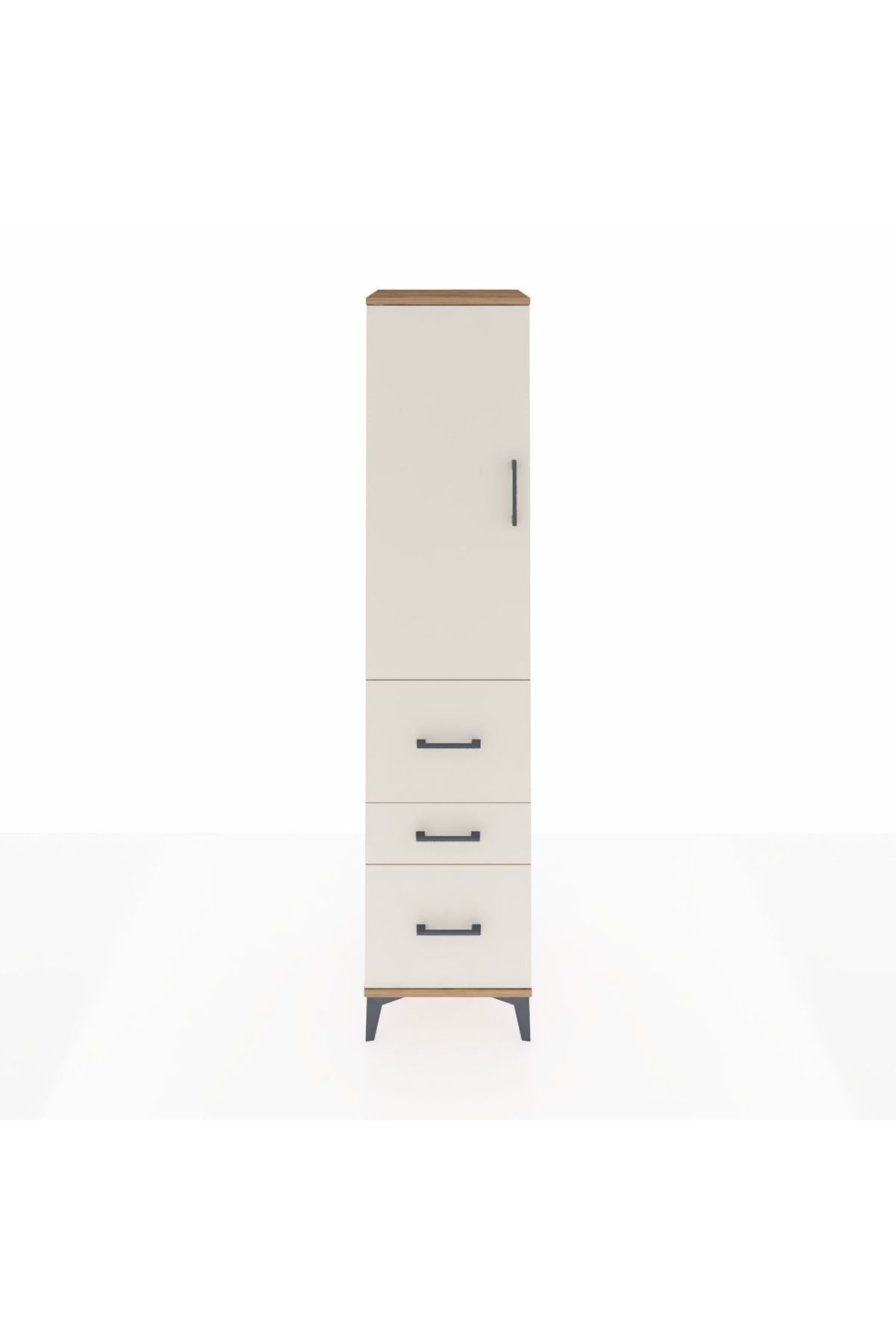 Hyperion Dolap Tek Raflı 3 Çekmeceli Tek Askılı 44x44x195 Çam-Aytaşı