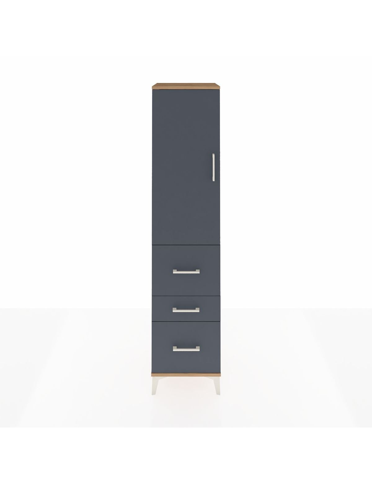 Hyperion Dolap Tek Raflı 3 Çekmeceli Tek Askılı 44x44x195 Çam-Antrasit