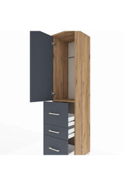 Hyperion Dolap Tek Raflı 3 Çekmeceli Tek Askılı 44x44x195 Çam-Antrasit