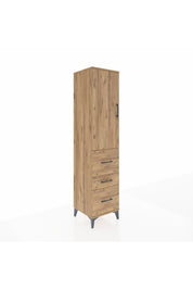 Hyperion Dolap Tek Raflı 3 Çekmeceli Tek Askılı 44x44x195 Çam-Çam