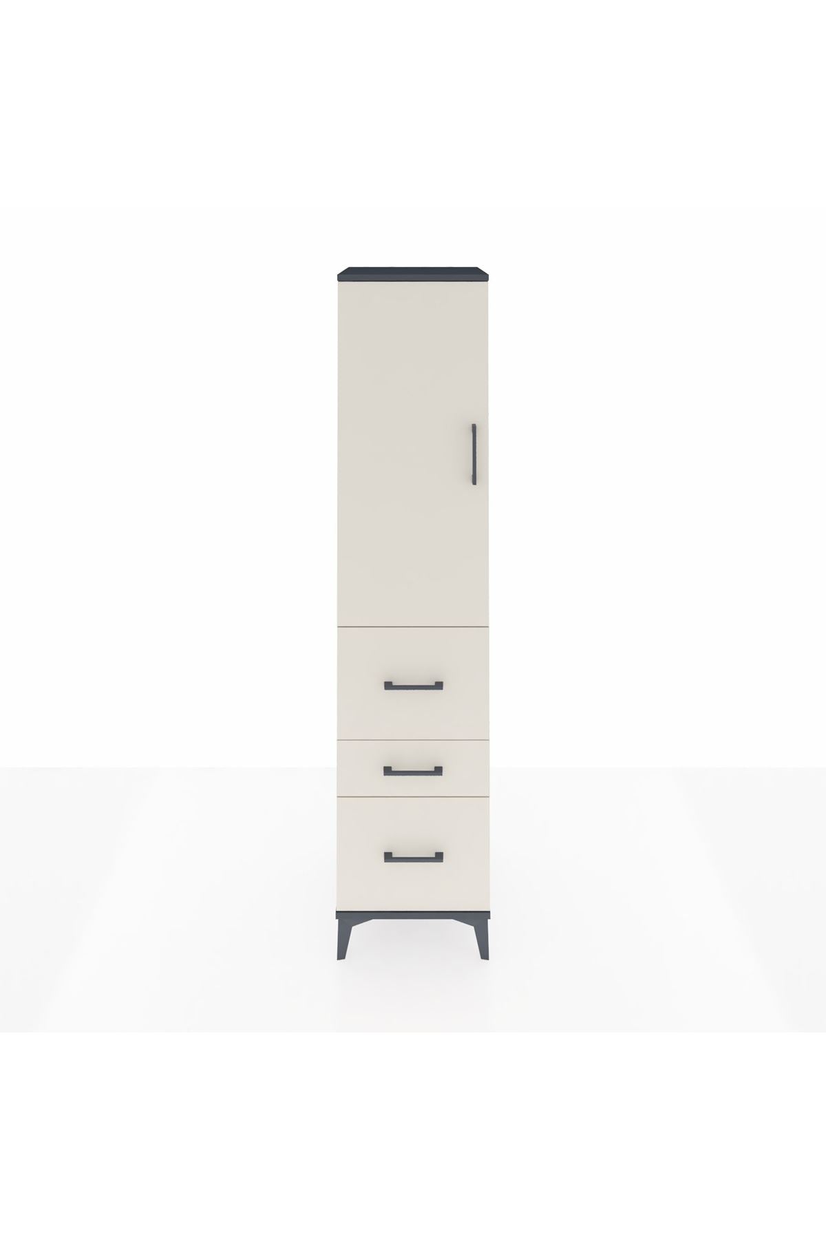 Hyperion Dolap 3 Raflı 3 Çekmeceli Tek Kapaklı 44x44x195 Antrasit-Aytaşı