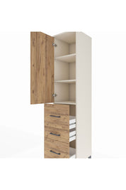 Hyperion Dolap 3 Raflı 3 Çekmeceli Tek Kapaklı 44x44x195 Aytaşı-Çam