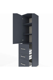 Hyperion Dolap 3 Raflı 3 Çekmeceli Tek Kapaklı 44x44x195 Antrasit-Antrasit