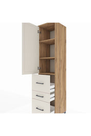 Hyperion Dolap 3 Raflı 3 Çekmeceli Tek Kapaklı 44x44x195 Çam-Aytaşı