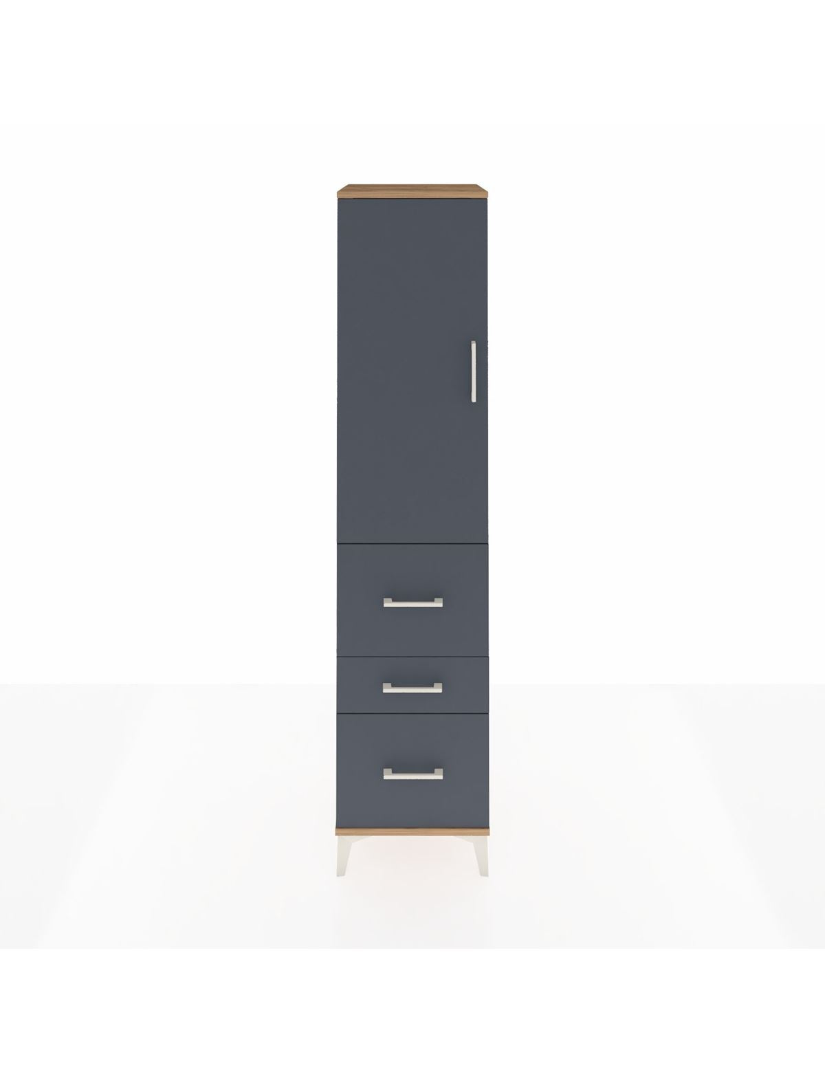 Hyperion Dolap 3 Raflı 3 Çekmeceli Tek Kapaklı 44x44x195 Çam-Antrasit