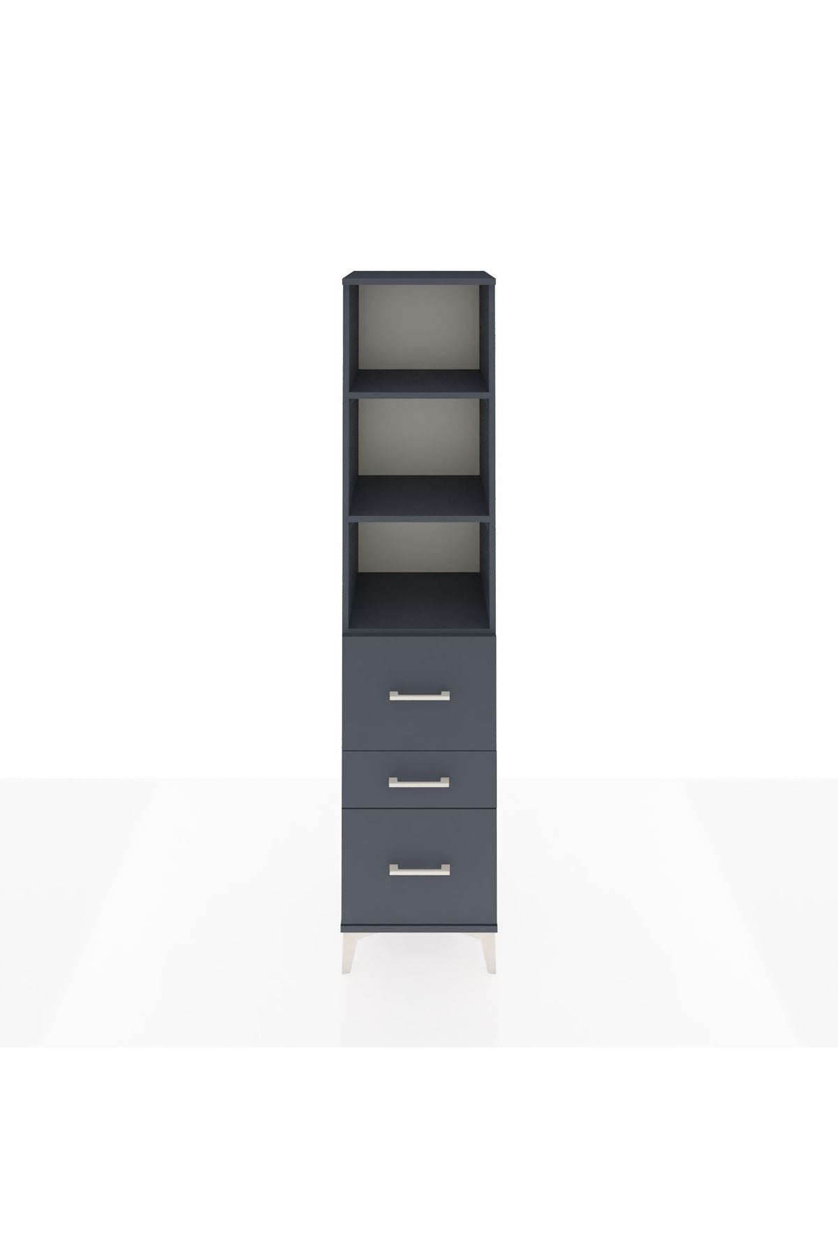 Hyperion Dolap 3 Raflı 3 Çekmeceli 44x44x195 Antrasit-Antrasit