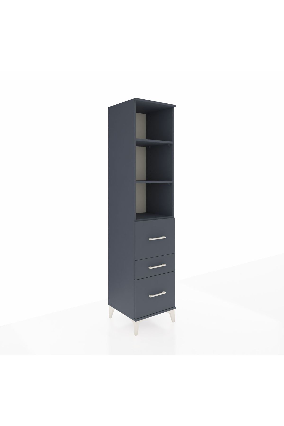 Hyperion Dolap 3 Raflı 3 Çekmeceli 44x44x195 Antrasit-Antrasit