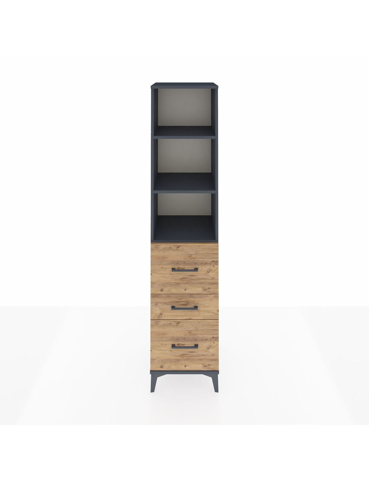 Hyperion Dolap 3 Raflı 3 Çekmeceli 44x44x195 Antrasit-Çam