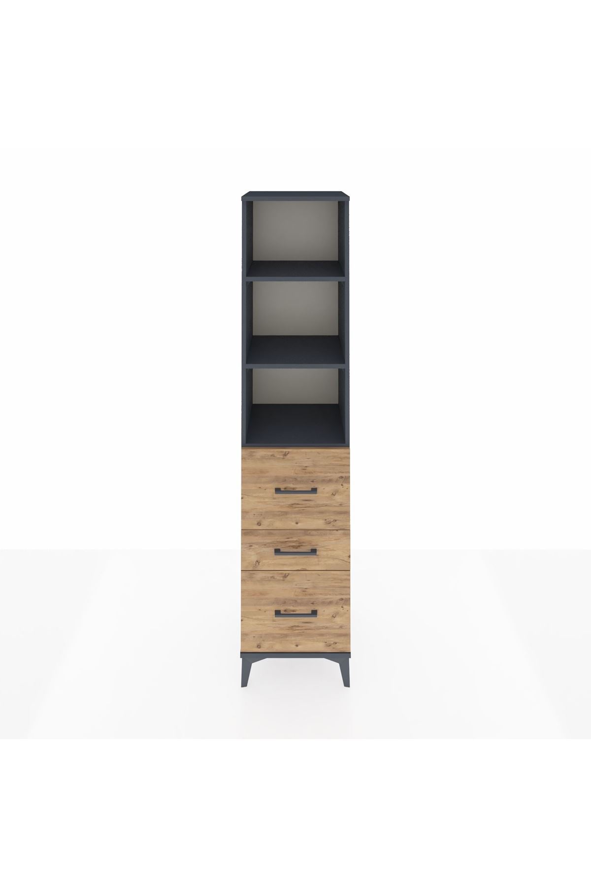 Hyperion Dolap 3 Raflı 3 Çekmeceli 44x44x195 Antrasit-Çam