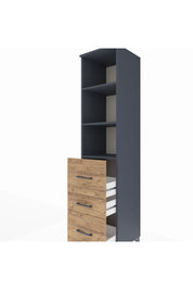 Hyperion Dolap 3 Raflı 3 Çekmeceli 44x44x195 Antrasit-Çam