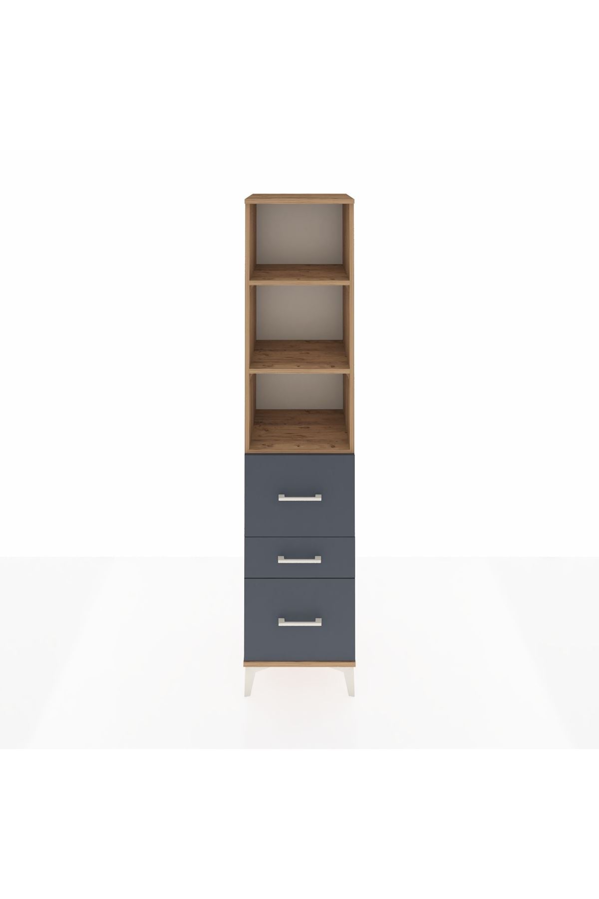 Hyperion Dolap 3 Raflı 3 Çekmeceli 44x44x195 Çam-Antrasit