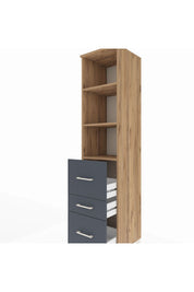 Hyperion Dolap 3 Raflı 3 Çekmeceli 44x44x195 Çam-Antrasit